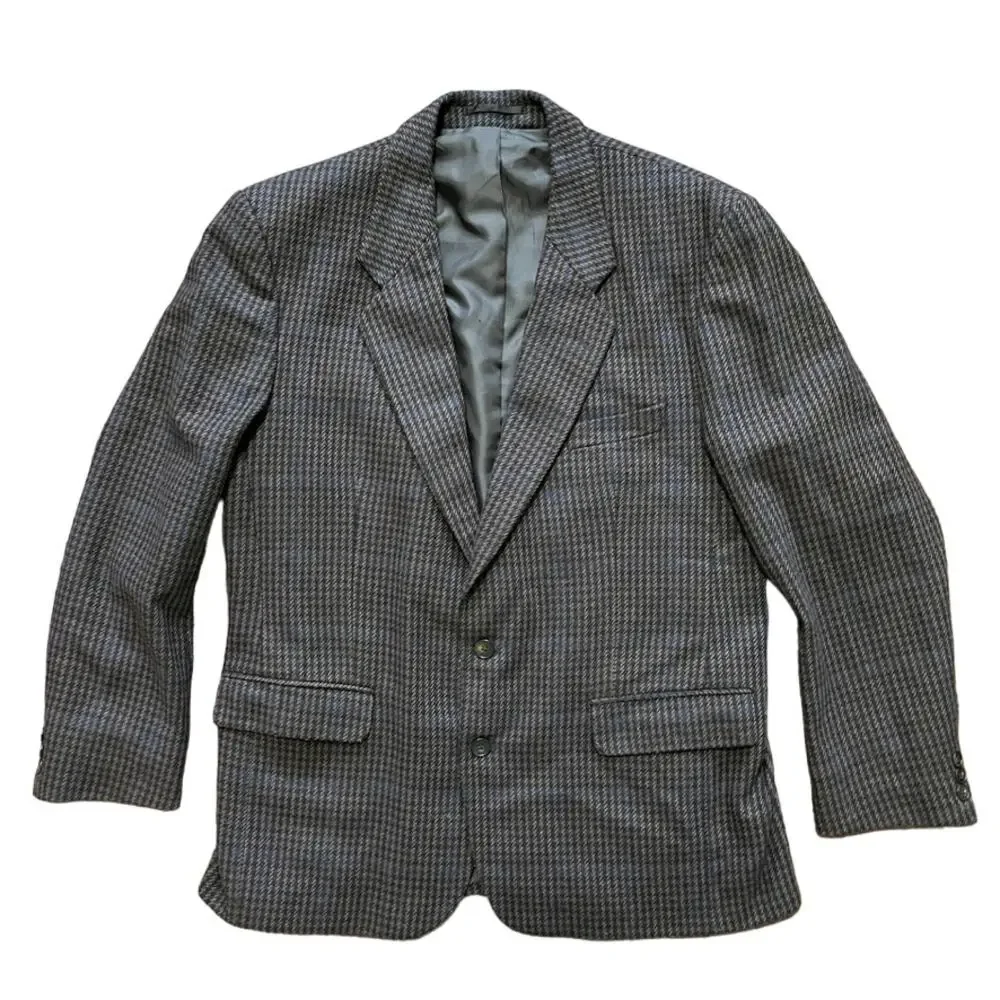 VTG KILMAINE Gun Club Plaid Wool Sport Coat Jacket in Brown & Navy MEN'S 44